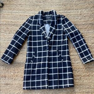 Scotch & Soda Navy and White Checkered Trench Coat